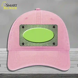 Lime Green White Small Chevron Oval Oil Rubbed Novelty License Plate Hat Unconstructed Cotton / Pink