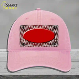 Red White Small Chevron Oval Oil Rubbed Novelty License Plate Hat Unconstructed Cotton / Pink