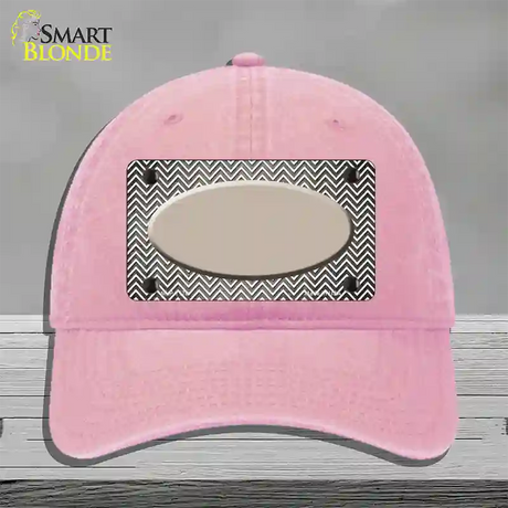 Tan White Small Chevron Oval Oil Rubbed Novelty License Plate Hat Unconstructed Cotton / Pink