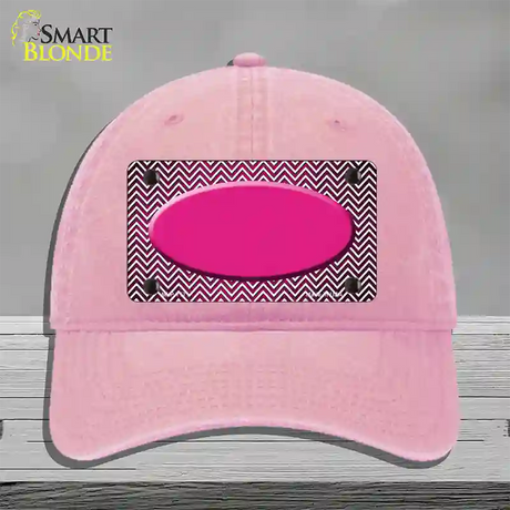 Pink White Small Chevron Oval Oil Rubbed Novelty License Plate Hat Unconstructed Cotton / Pink