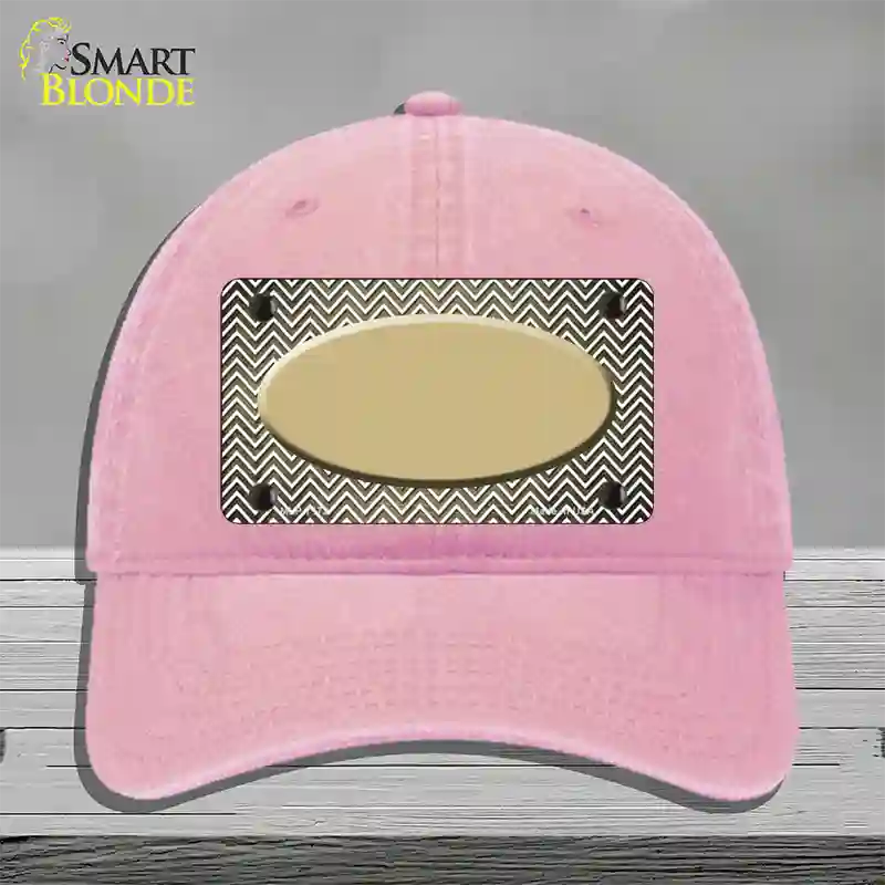 Gold White Small Chevron Oval Oil Rubbed Novelty License Plate Hat Unconstructed Cotton / Pink