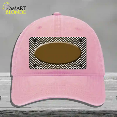 Brown White Small Chevron Oval Oil Rubbed Novelty License Plate Hat Unconstructed Cotton / Pink