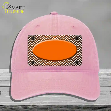 Orange White Small Chevron Oval Oil Rubbed Novelty License Plate Hat Unconstructed Cotton / Pink