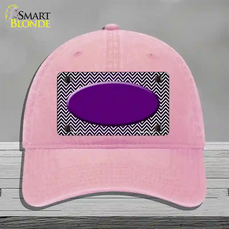 Purple White Small Chevron Oval Oil Rubbed Novelty License Plate Hat Unconstructed Cotton / Pink