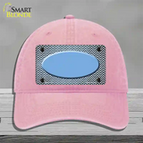 Light Blue White Small Chevron Oval Oil Rubbed Novelty License Plate Hat Unconstructed Cotton / Pink