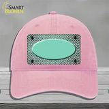 Mint White Small Chevron Oval Oil Rubbed Novelty License Plate Hat Unconstructed Cotton / Pink