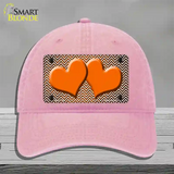 Orange White Small Chevron Hearts Oil Rubbed Novelty License Plate Hat Unconstructed Cotton / Pink