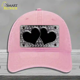 Black White Anchor Hearts Oil Rubbed Novelty License Plate Hat Unconstructed Cotton / Pink