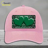 Green White Anchor Hearts Oil Rubbed Novelty License Plate Hat Unconstructed Cotton / Pink