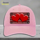 Red White Anchor Hearts Oil Rubbed Novelty License Plate Hat Unconstructed Cotton / Pink