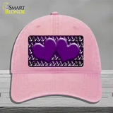 Purple White Anchor Hearts Oil Rubbed Novelty License Plate Hat Unconstructed Cotton / Pink