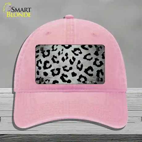 White Black Cheetah Oil Rubbed Novelty License Plate Hat Unconstructed Cotton / Pink