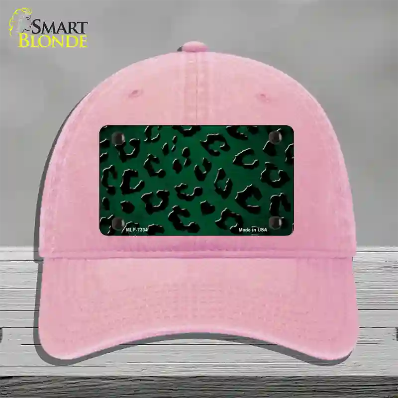 Green Black Cheetah Oil Rubbed Novelty License Plate Hat Unconstructed Cotton / Pink