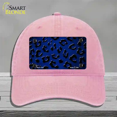 Blue Black Cheetah Oil Rubbed Novelty License Plate Hat Unconstructed Cotton / Pink