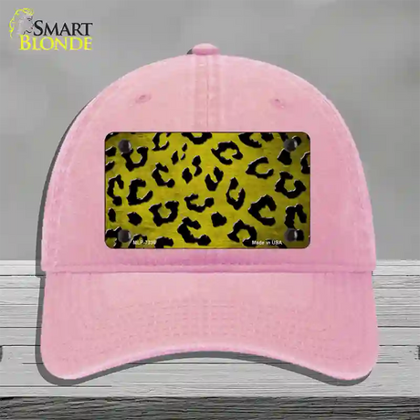 Yellow Black Cheetah Oil Rubbed Novelty License Plate Hat Unconstructed Cotton / Pink