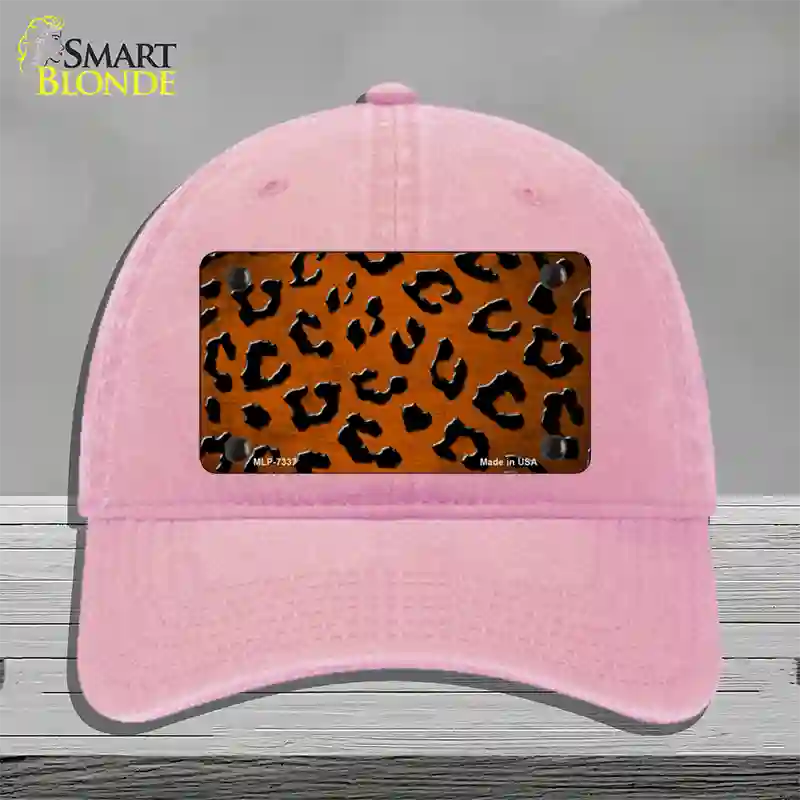 Orange Black Cheetah Oil Rubbed Novelty License Plate Hat Unconstructed Cotton / Pink