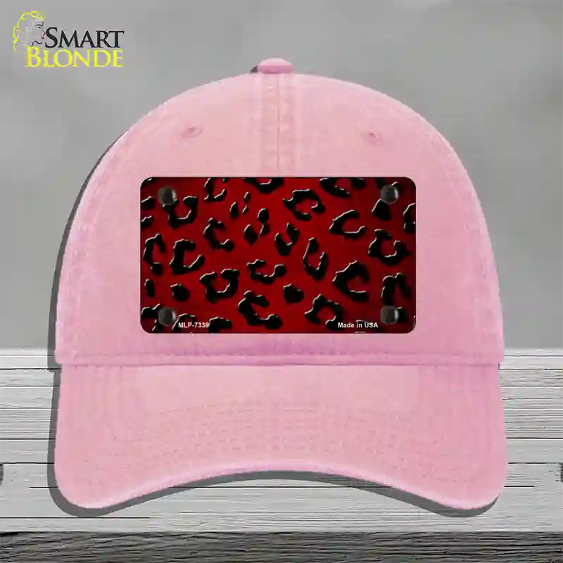 Red Black Cheetah Oil Rubbed Novelty License Plate Hat Unconstructed Cotton / Pink