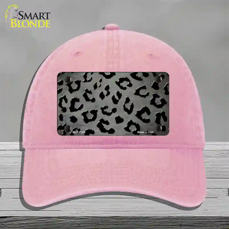 Gray Black Cheetah Oil Rubbed Novelty License Plate Hat Unconstructed Cotton / Pink