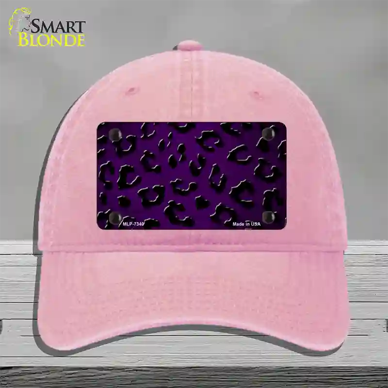 Purple Black Cheetah Oil Rubbed Novelty License Plate Hat Unconstructed Cotton / Pink