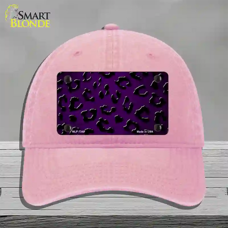 Purple Black Cheetah Oil Rubbed Novelty License Plate Hat Unconstructed Cotton / Pink