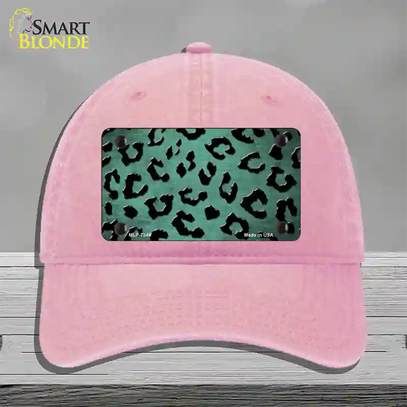 Mint Black Cheetah Oil Rubbed Novelty License Plate Hat Unconstructed Cotton / Pink