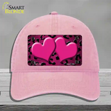 Pink Black Cheetah Hearts Oil Rubbed Novelty License Plate Hat Unconstructed Cotton / Pink