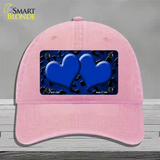 Blue Black Cheetah Hearts Oil Rubbed Novelty License Plate Hat Unconstructed Cotton / Pink