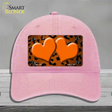 Orange Black Cheetah Hearts Oil Rubbed Novelty License Plate Hat Unconstructed Cotton / Pink