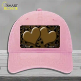 Brown Black Cheetah Hearts Oil Rubbed Novelty License Plate Hat Unconstructed Cotton / Pink