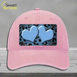 Light Blue Black Cheetah Hearts Oil Rubbed Novelty License Plate Hat Unconstructed Cotton / Pink