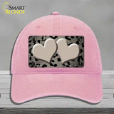 Tan Black Cheetah Hearts Oil Rubbed Novelty License Plate Hat Unconstructed Cotton / Pink