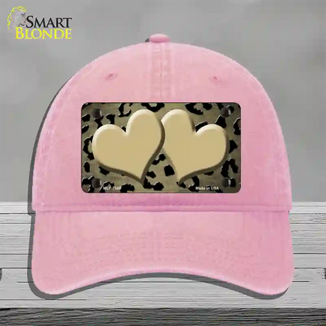 Gold Black Cheetah Hearts Oil Rubbed Novelty License Plate Hat Unconstructed Cotton / Pink