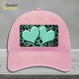 Mint Black Cheetah Hearts Oil Rubbed Novelty License Plate Hat Unconstructed Cotton / Pink