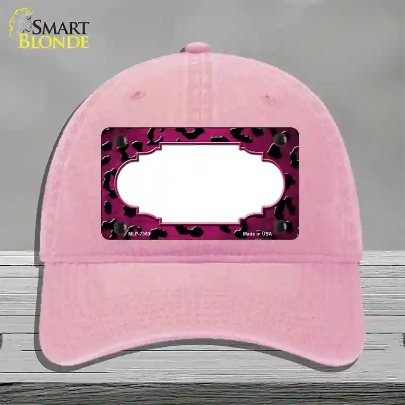 Pink Black Cheetah Scallop Oil Rubbed Novelty License Plate Hat Unconstructed Cotton / Pink