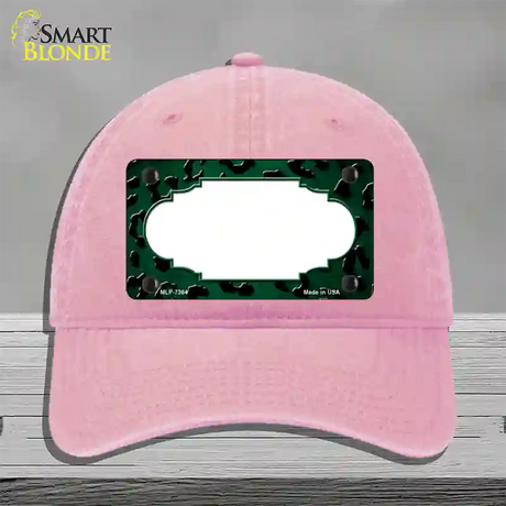 Green Black Cheetah Scallop Oil Rubbed Novelty License Plate Hat Unconstructed Cotton / Pink