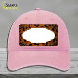 Orange Black Cheetah Scallop Oil Rubbed Novelty License Plate Hat Unconstructed Cotton / Pink