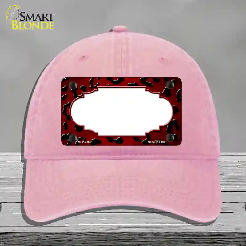 Red Black Cheetah Scallop Oil Rubbed Novelty License Plate Hat Unconstructed Cotton / Pink