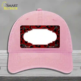 Red Black Cheetah Scallop Oil Rubbed Novelty License Plate Hat Unconstructed Cotton / Pink