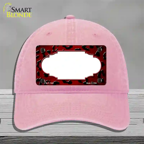 Red Black Cheetah Scallop Oil Rubbed Novelty License Plate Hat Unconstructed Cotton / Pink