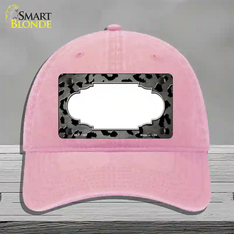 Gray Black Cheetah Scallop Oil Rubbed Novelty License Plate Hat Unconstructed Cotton / Pink