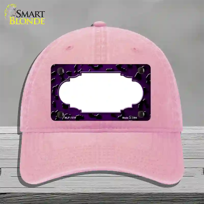 Purple Black Cheetah Scallop Oil Rubbed Novelty License Plate Hat Unconstructed Cotton / Pink