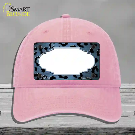 Light Blue Black Cheetah Scallop Oil Rubbed Novelty License Plate Hat Unconstructed Cotton / Pink