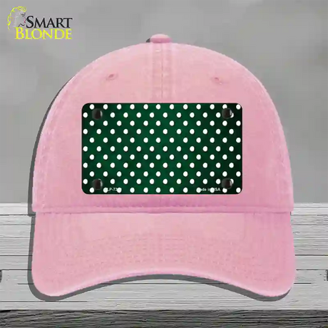 Green White Small Dots Oil Rubbed Novelty License Plate Hat Unconstructed Cotton / Pink