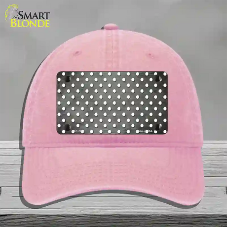 Gray White Small Dots Oil Rubbed Novelty License Plate Hat Unconstructed Cotton / Pink