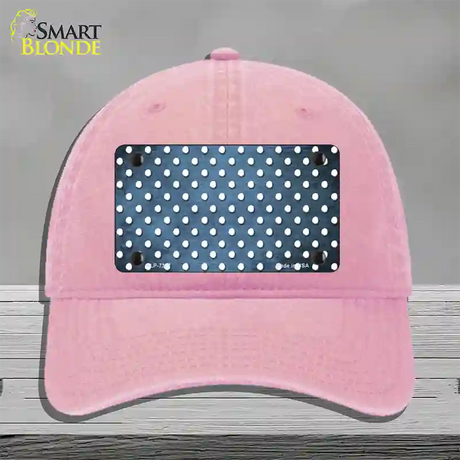 Light Blue White Small Dots Oil Rubbed Novelty License Plate Hat Unconstructed Cotton / Pink