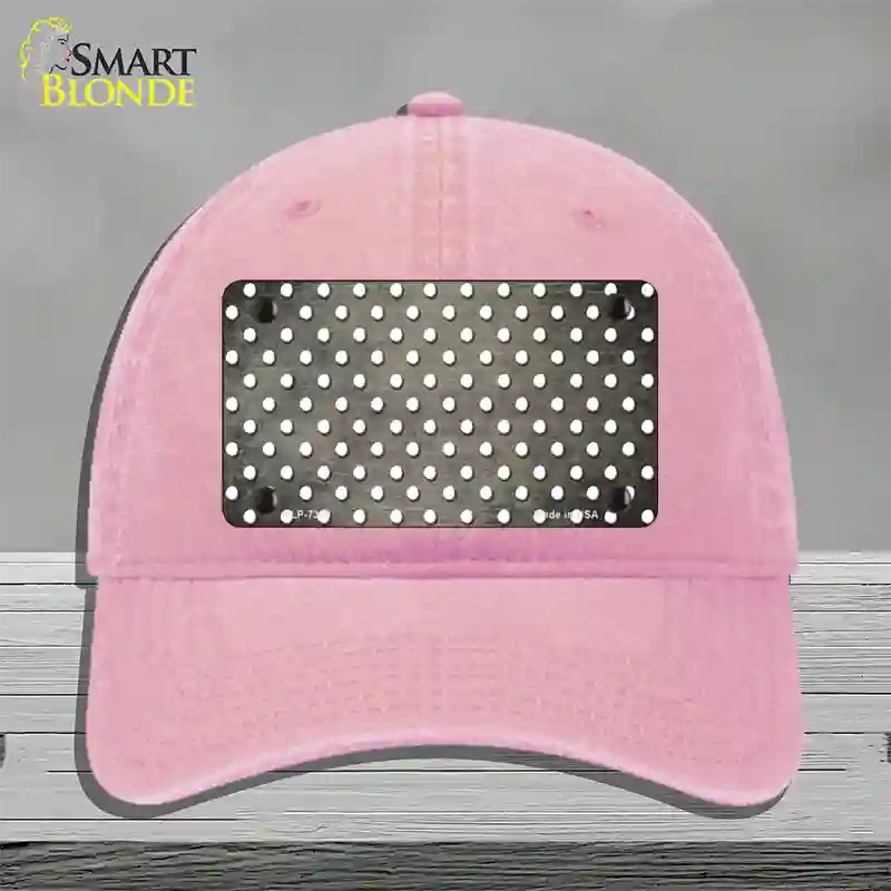 Tan White Small Dots Oil Rubbed Novelty License Plate Hat Unconstructed Cotton / Pink