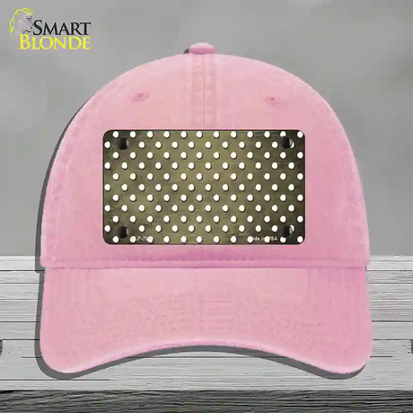 Gold White Small Dots Oil Rubbed Novelty License Plate Hat Unconstructed Cotton / Pink