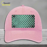 Mint White Small Dots Oil Rubbed Novelty License Plate Hat Unconstructed Cotton / Pink