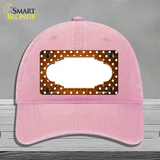 Orange White Small Dots Scallop Oil Rubbed Novelty License Plate Hat Unconstructed Cotton / Pink