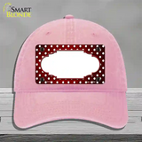 Red White Small Dots Scallop Oil Rubbed Novelty License Plate Hat Unconstructed Cotton / Pink